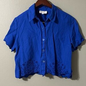 Studio I Royal Blue Button Down Cropped Shirt